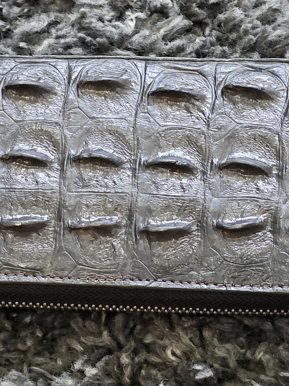 SRIRACHA Textured Croc-Embossed Zip Wallet - Gray
